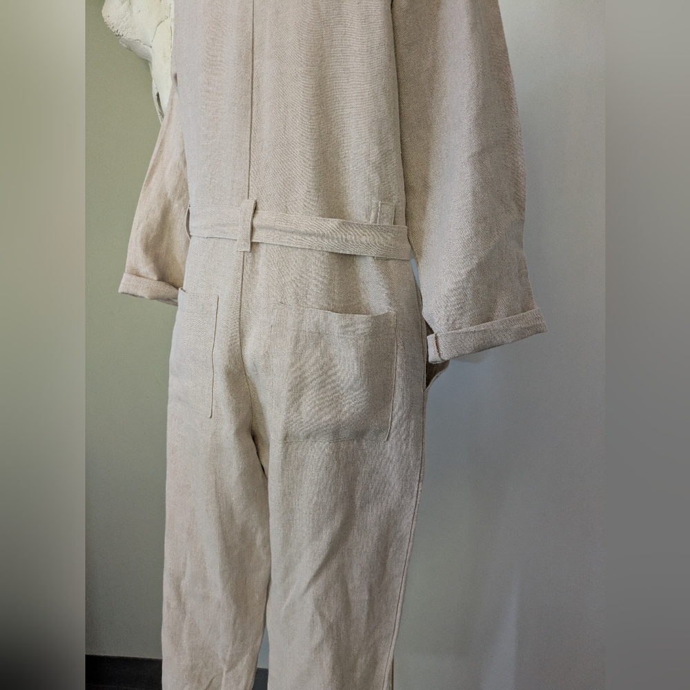 OZMA California Casual Linen Jumpsuit S Natural Tan Canerom - Picture 10 of 15